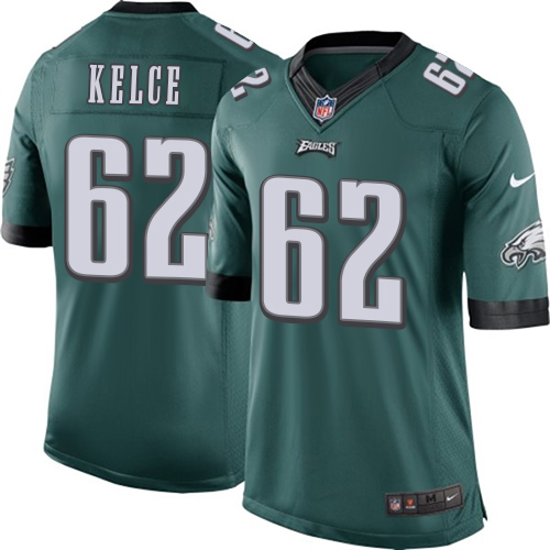 Men's Limited Jason Kelce Nike Jersey Midnight Green Home - #62 NFL Philadelphia Eagles